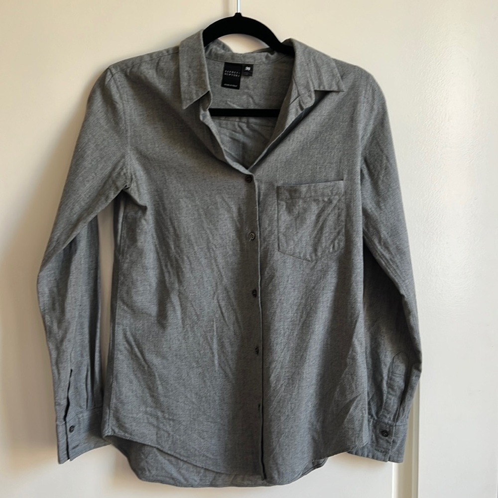Grey cotton button down from Barney’s New York